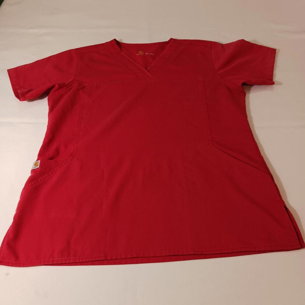 Carhartt C11102 V-Neck Women's Red Scrub Top Short Sleeve Size Medium